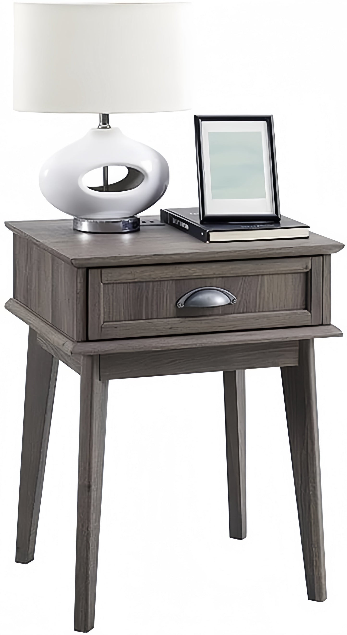 Caffoz End Side Table with Fully Extended Storage Drawer,Smoky Oak