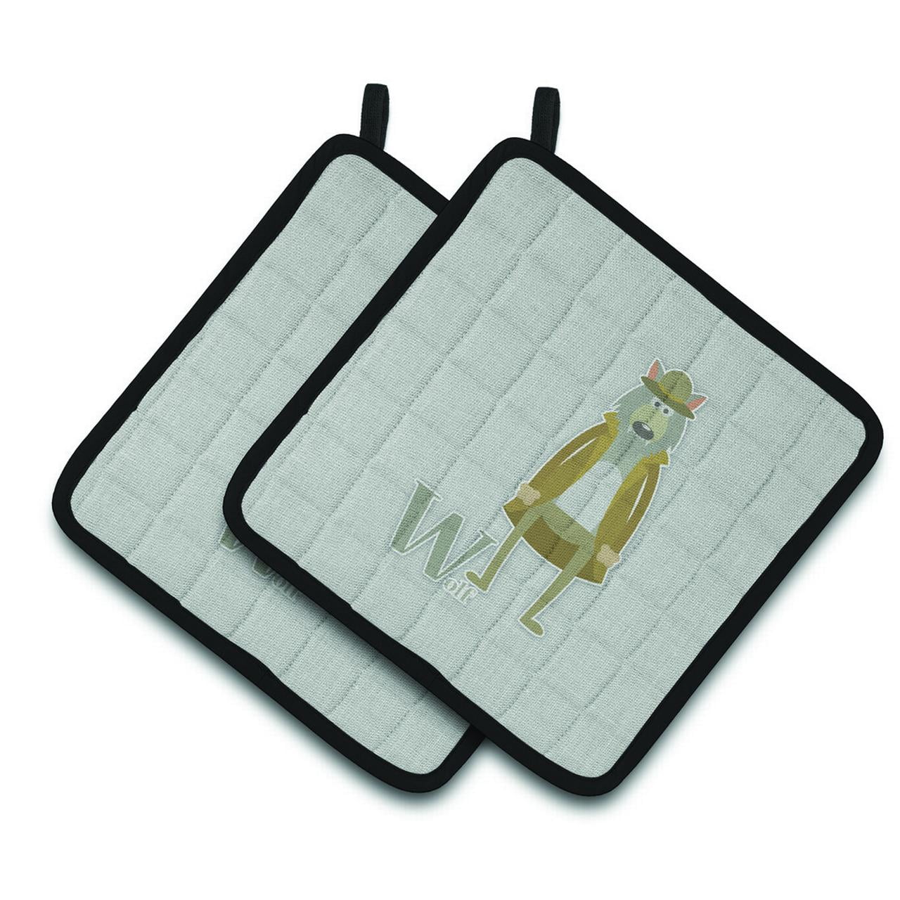 Caroline's Treasures Alphabet W for Wolf Pair of Pot Holders