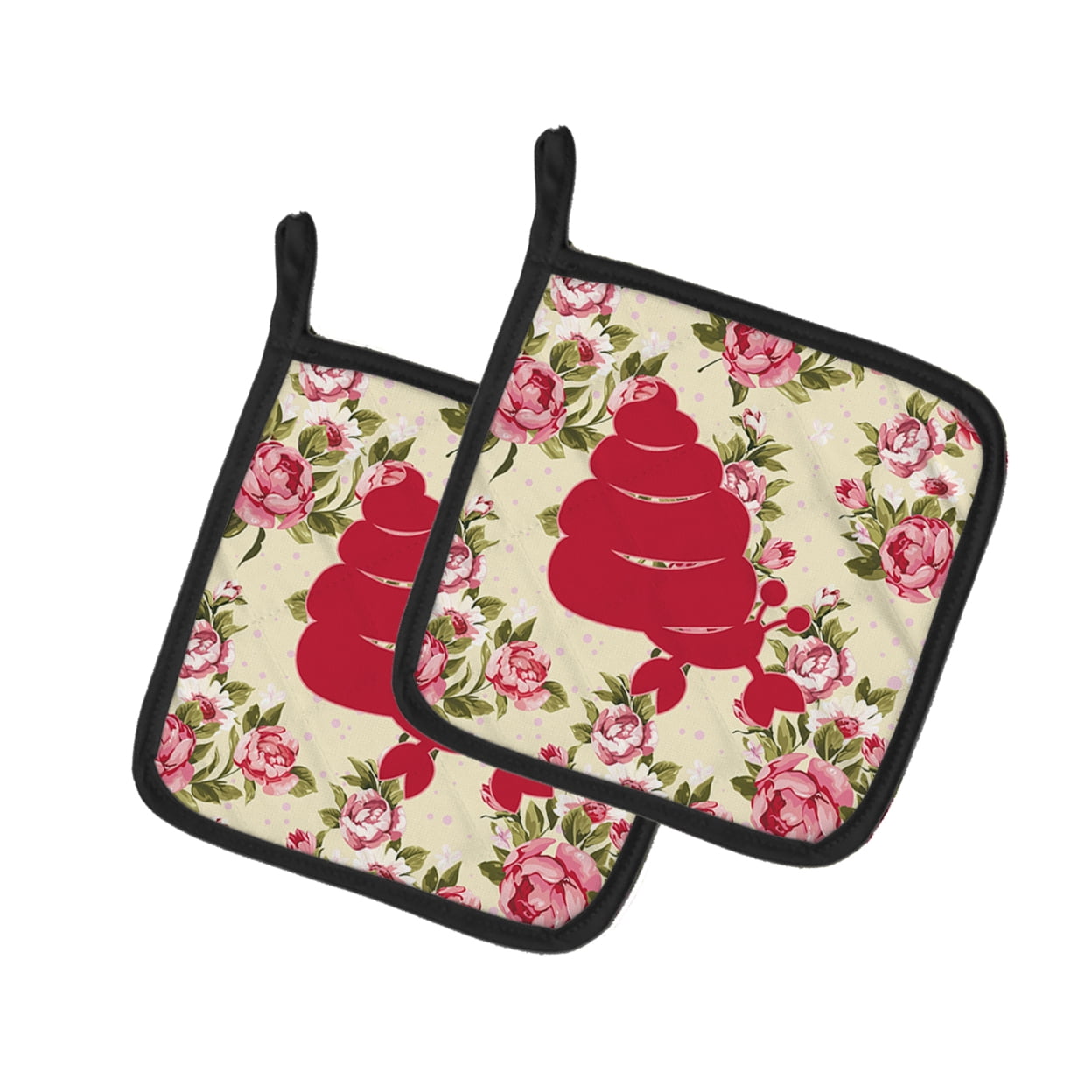Caroline's Treasures BB1092-RS-YW-PTHD Hermit Crab Shabby Chic Yellow Roses Pair of Pot Holders , 7.5HX7.5W, multicolor