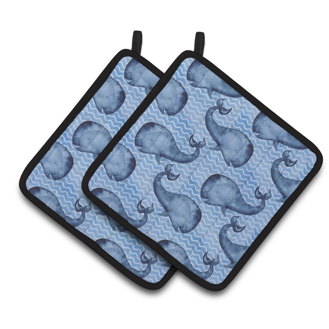 Caroline's Treasures Beach Watercolor Whales Pair of Pot Holders