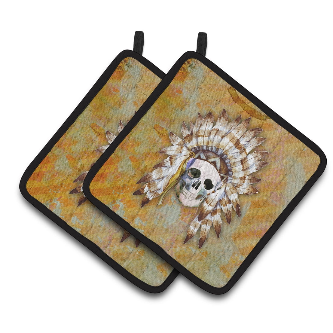 Caroline's Treasures Day of the Dead Indian Skull Pair of Pot Holders