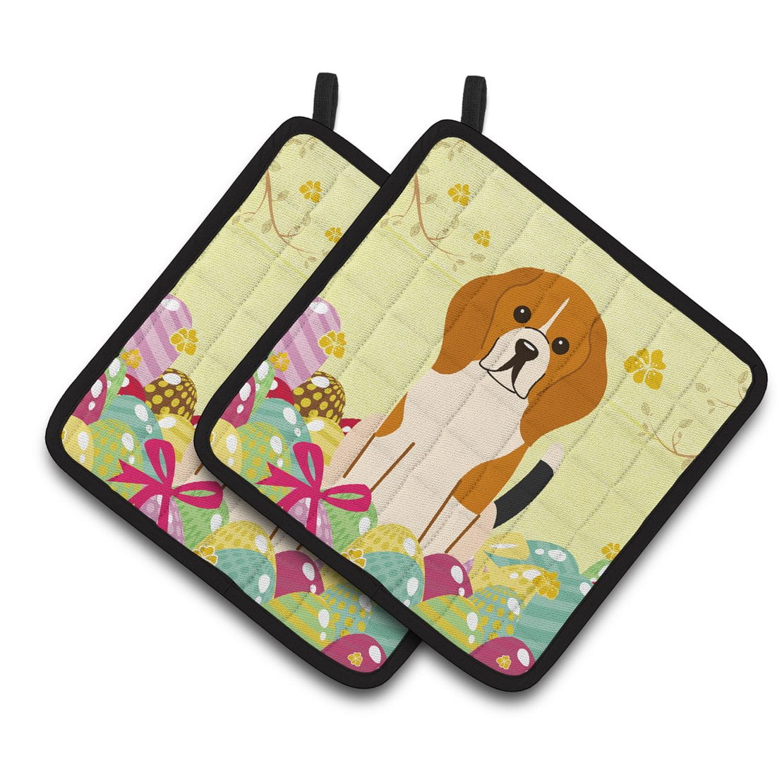 Caroline's Treasures Easter Eggs Beagle Tricolor Pair of Pot Holders