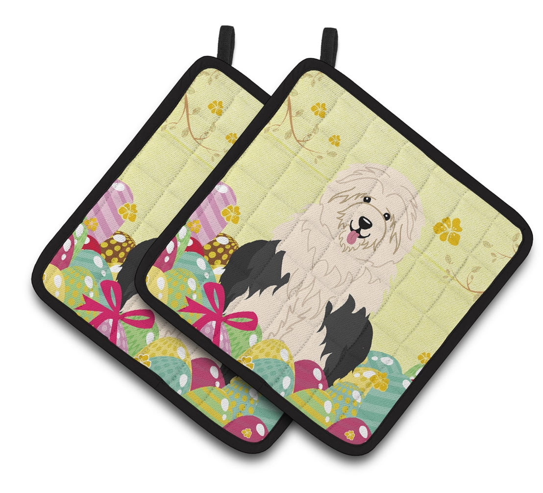 Caroline's Treasures Easter Old English Sheepdog Pair of Pot Holders