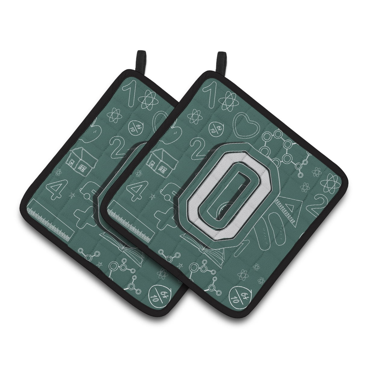 Caroline's Treasures Letter O Back to School Initial Pair of Pot Holders