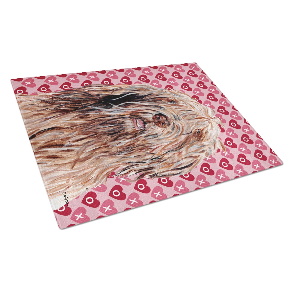 Caroline's Treasures Otterhound Hearts and Love Glass Cutting Board Large Size