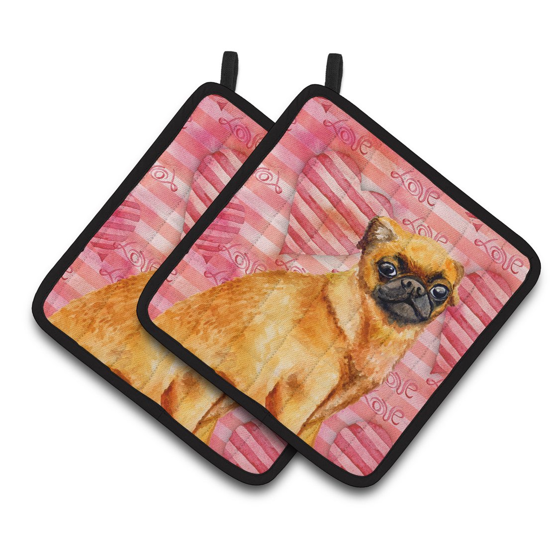 Caroline's Treasures Small Brabant Griffon Love Pair of Pot Holders