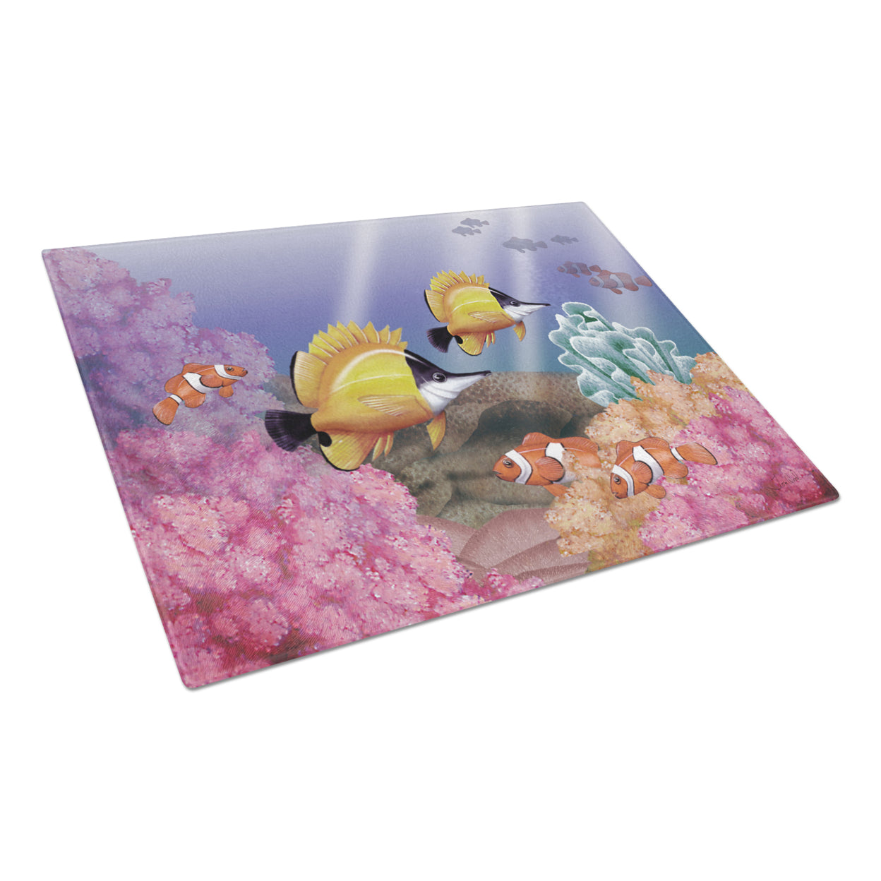 Caroline's Treasures Undersea Fantasy 6 Glass Cutting Board Large