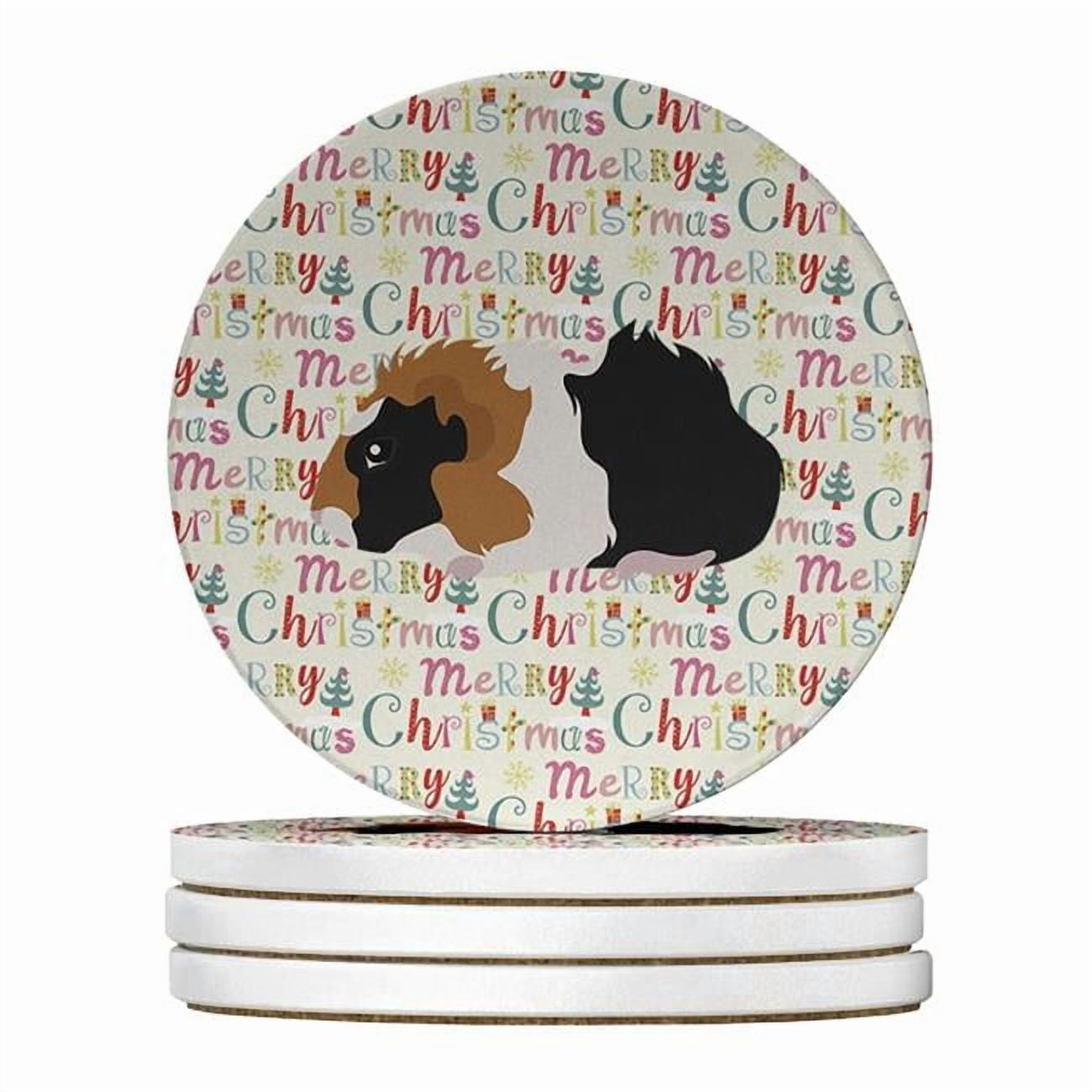 Caroline's Treasures WDK2836RCS4-PARENT Chinchilla Christmas Large Sandstone Coasters Pack of 4, , multicolor