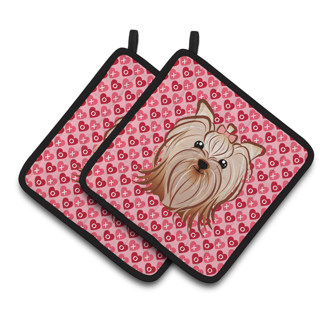 Caroline's Treasures Yorkie Yorkishire Terrier Hearts Pair of Pot Holders