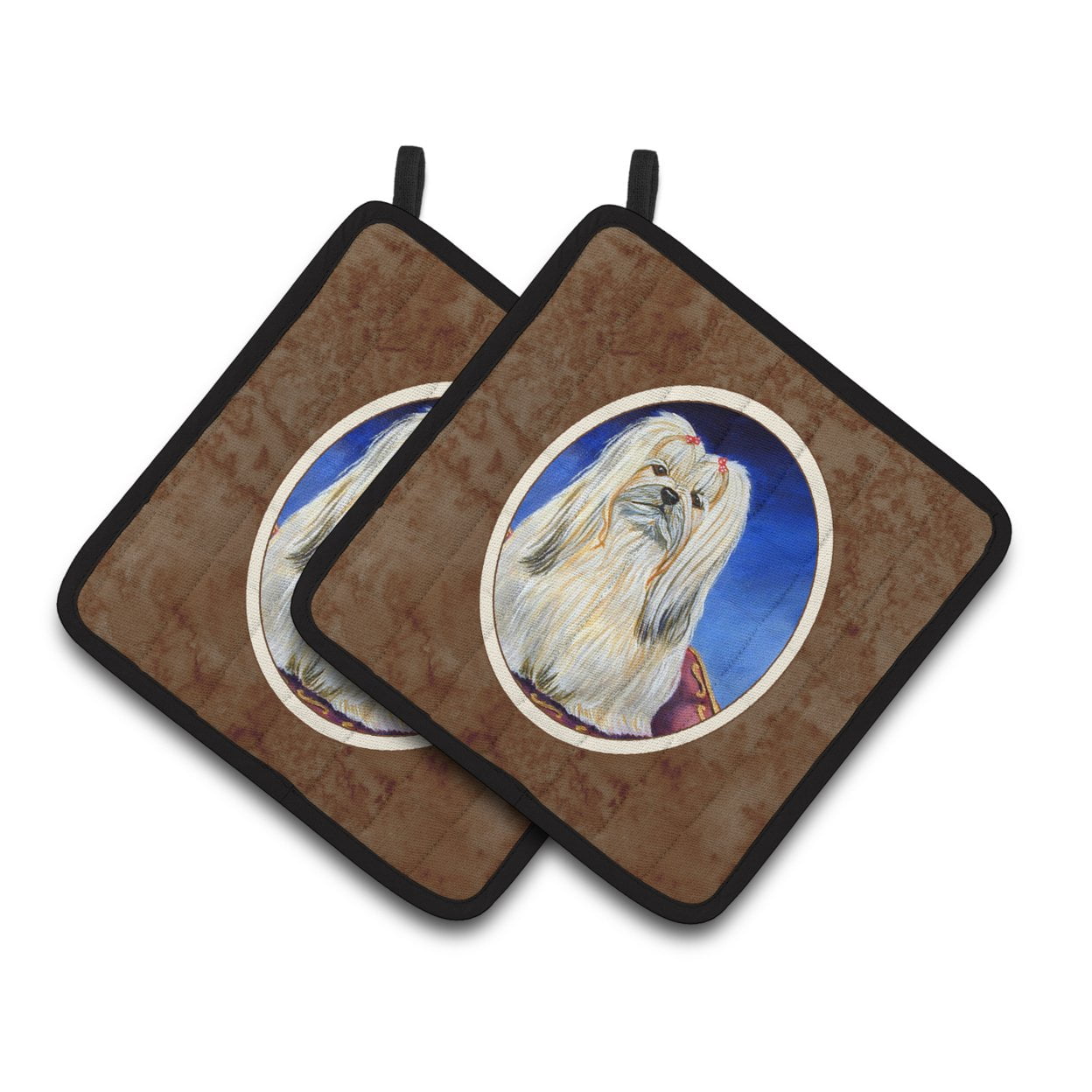 Carolines Treasures 7129PTHD Lhasa Apso Pair of Pot Holders 7.5HX7.5W multicolor