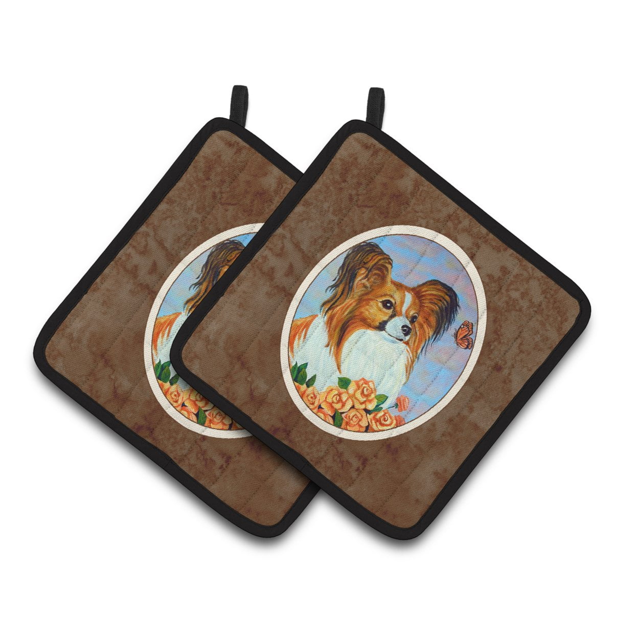 Carolines Treasures 7246PTHD Papillon Pair of Pot Holders , 7.5HX7.5W, multicolor