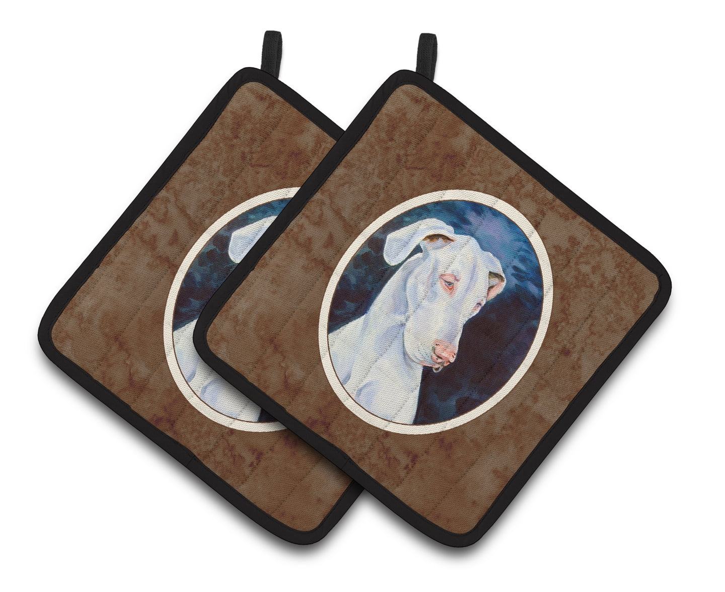 Carolines Treasures 7279PTHD White Great Dane Pair of Pot Holders , 7.5HX7.5W, multicolor