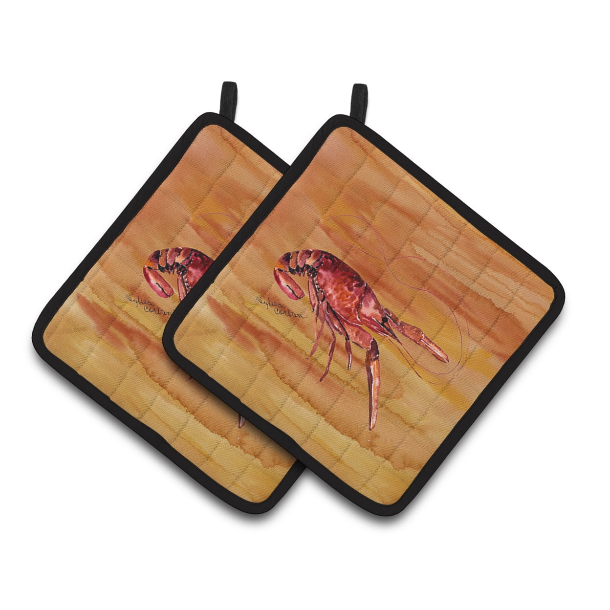 Carolines Treasures 8232PTHD Crawfish Pair of Pot Holders 7.5HX7.5W multicolor