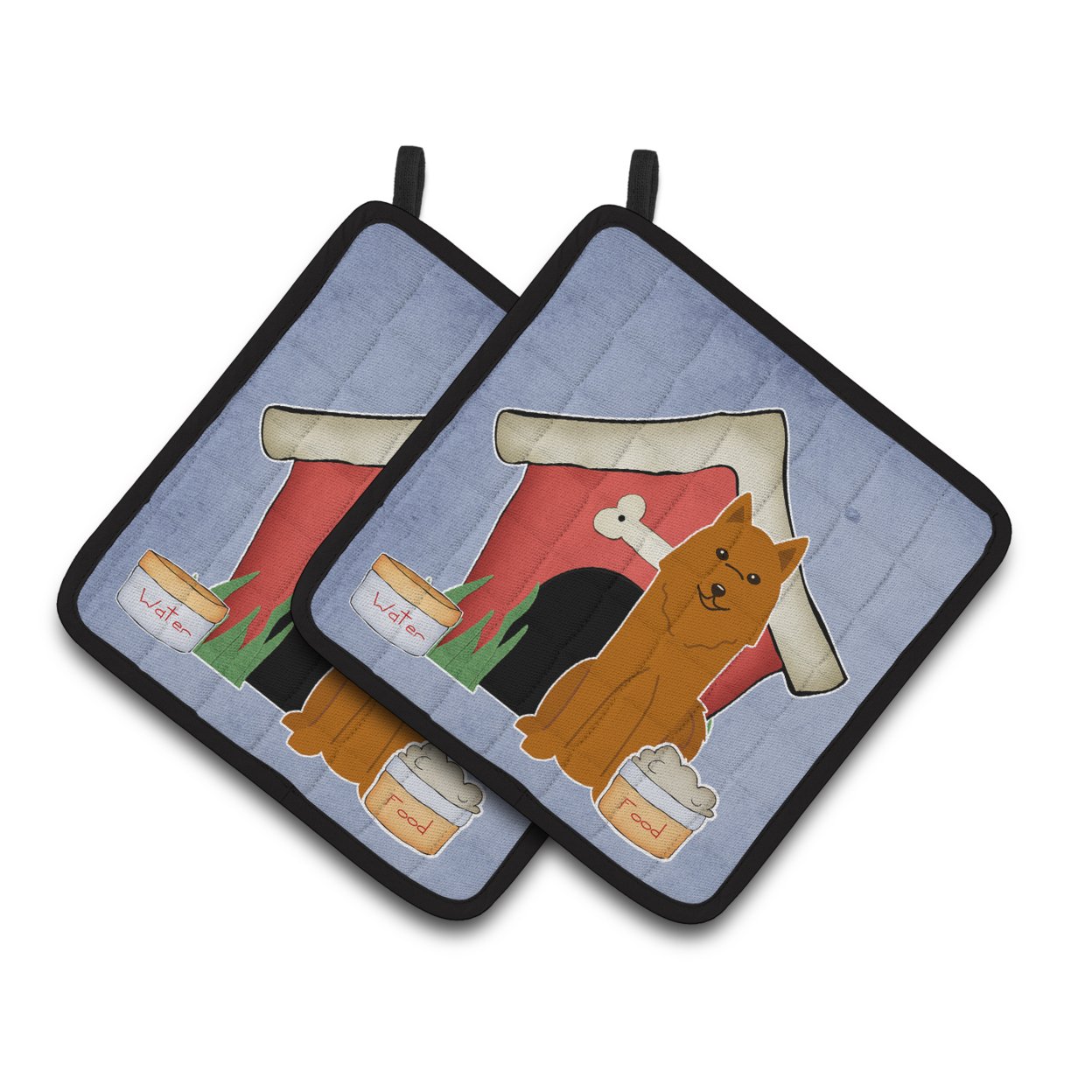Carolines Treasures BB2776PTHD Dog House Collection Karelian Bear Dog Pair of Pot Holders 7.5HX7.5W multicolor