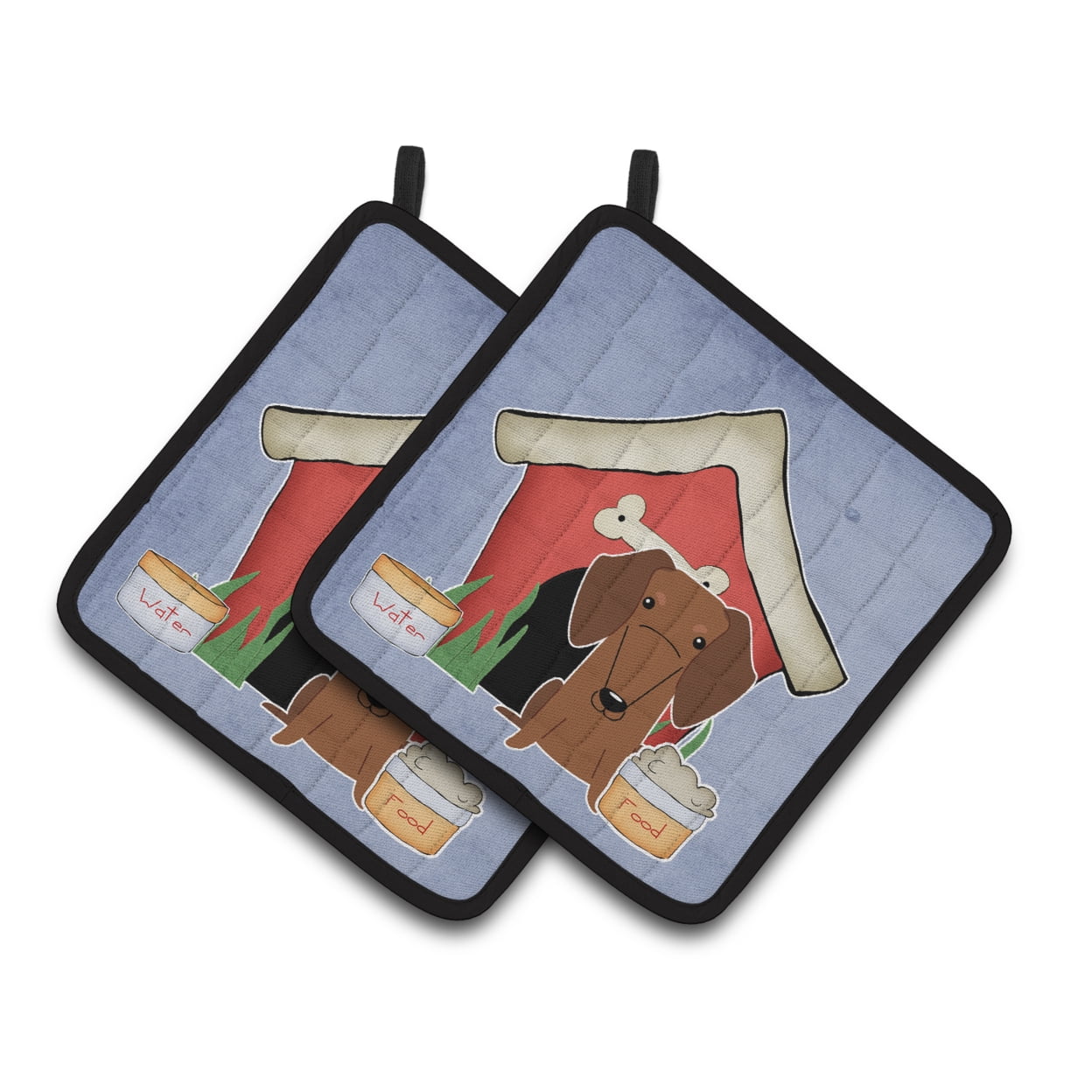 Carolines Treasures BB2884PTHD Dog House Collection Dachshund Red Brown Pair of Pot Holders , 7.5HX7.5W, multicolor