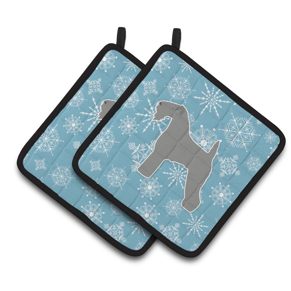 Carolines Treasures BB3492PTHD Winter Snowflake Kerry Blue Terrier Pair of Pot Holders , 7.5HX7.5W, multicolor