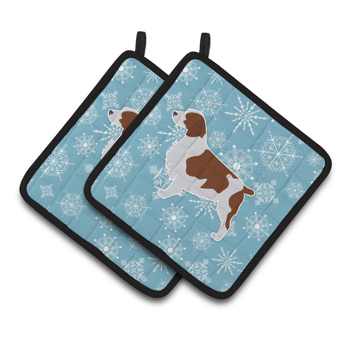 Carolines Treasures BB3500PTHD Winter Snowflake Welsh Springer Spaniel Pair of Pot Holders 7.5HX7.5W multicolor