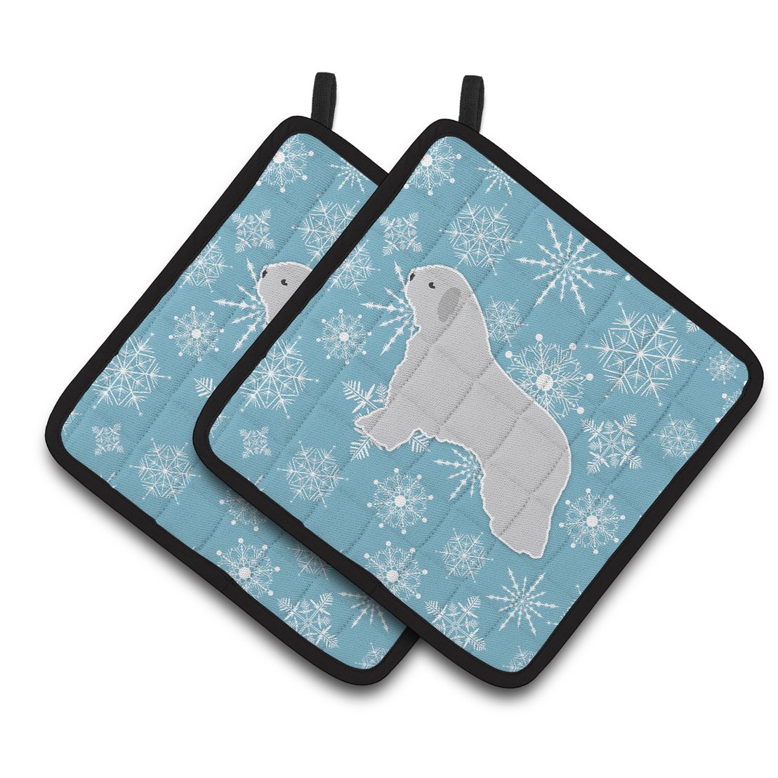 Carolines Treasures BB3515PTHD Winter Snowflake Spanish Water Dog Pair of Pot Holders 7.5HX7.5W multicolor