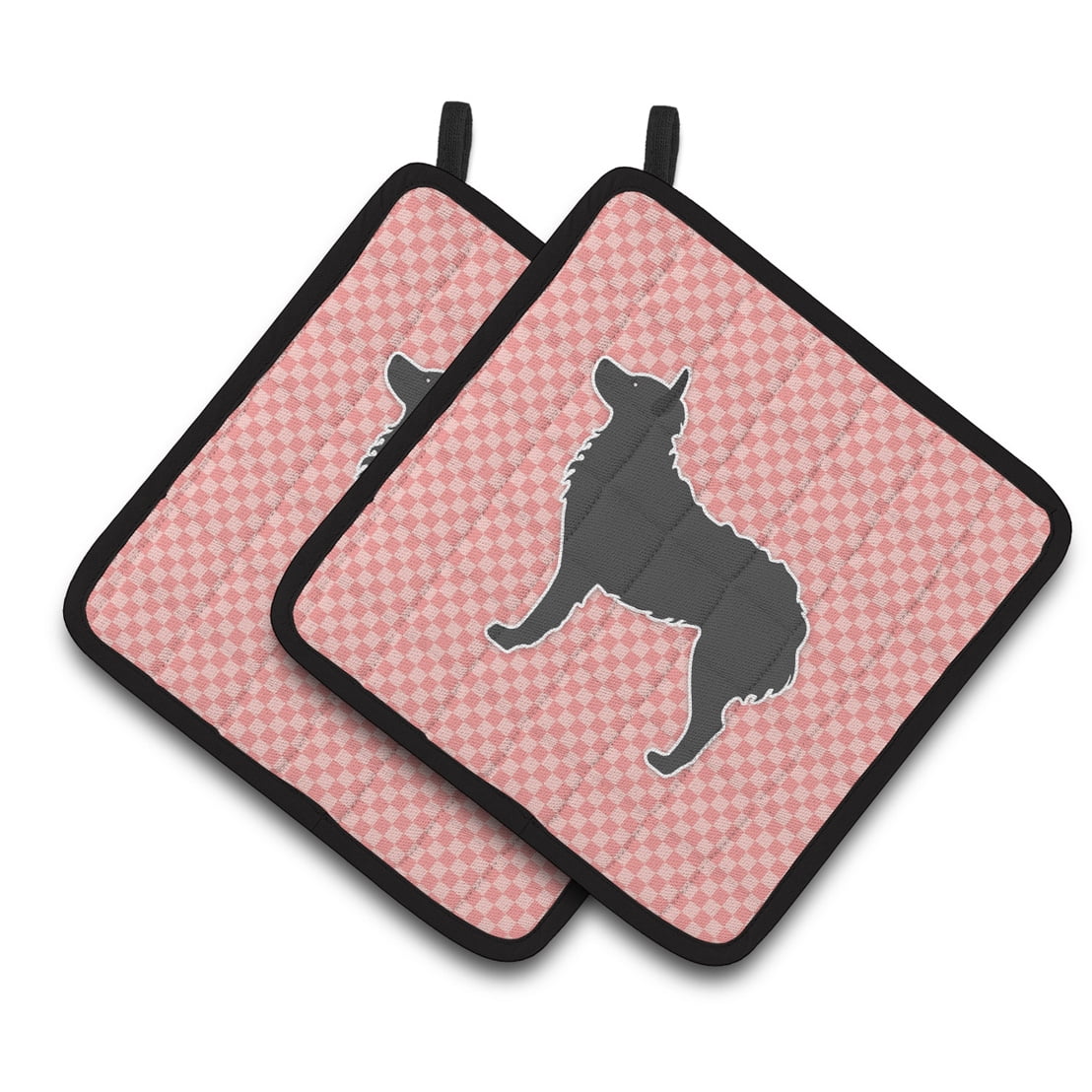 Carolines Treasures BB3621PTHD Croatian Sheepdog Checkerboard Pink Pair of Pot Holders , 7.5HX7.5W, multicolor