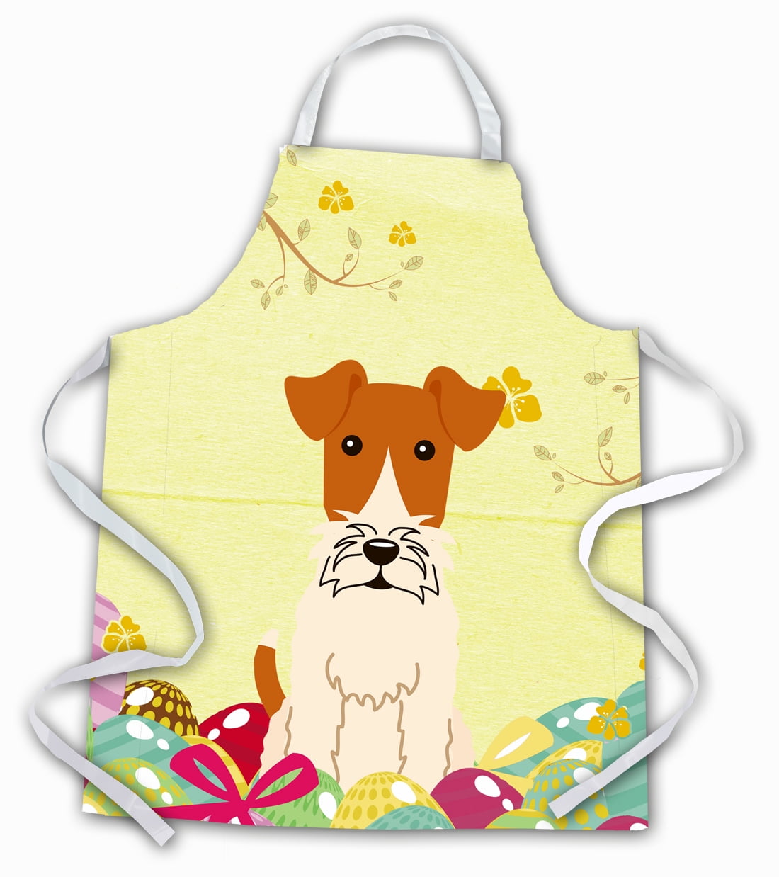 Carolines Treasures BB6101APRON Easter Eggs Wire Fox Terrier Apron Large multicolor