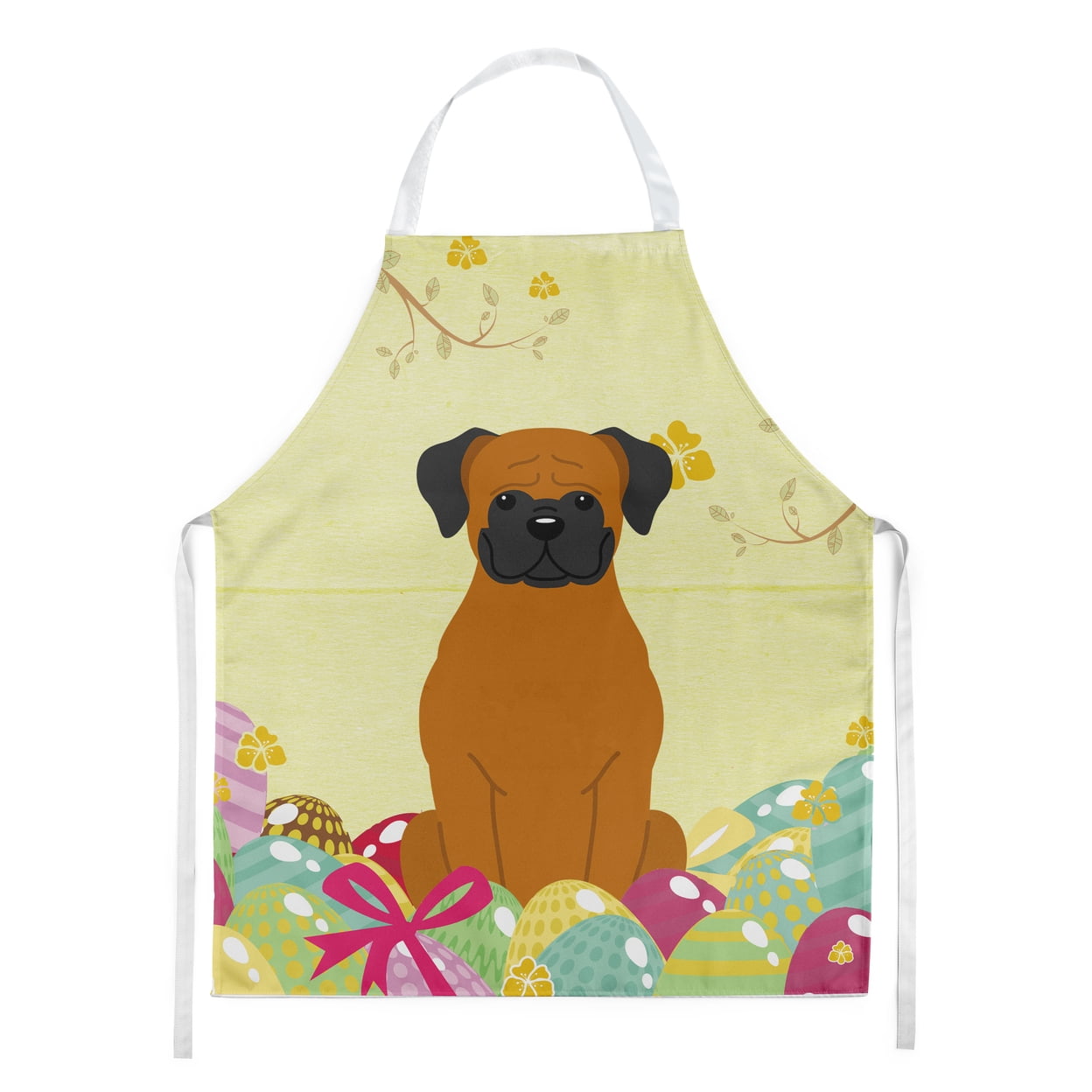 Carolines Treasures BB6115APRON Easter Eggs Fawn Boxer Apron Large multicolor