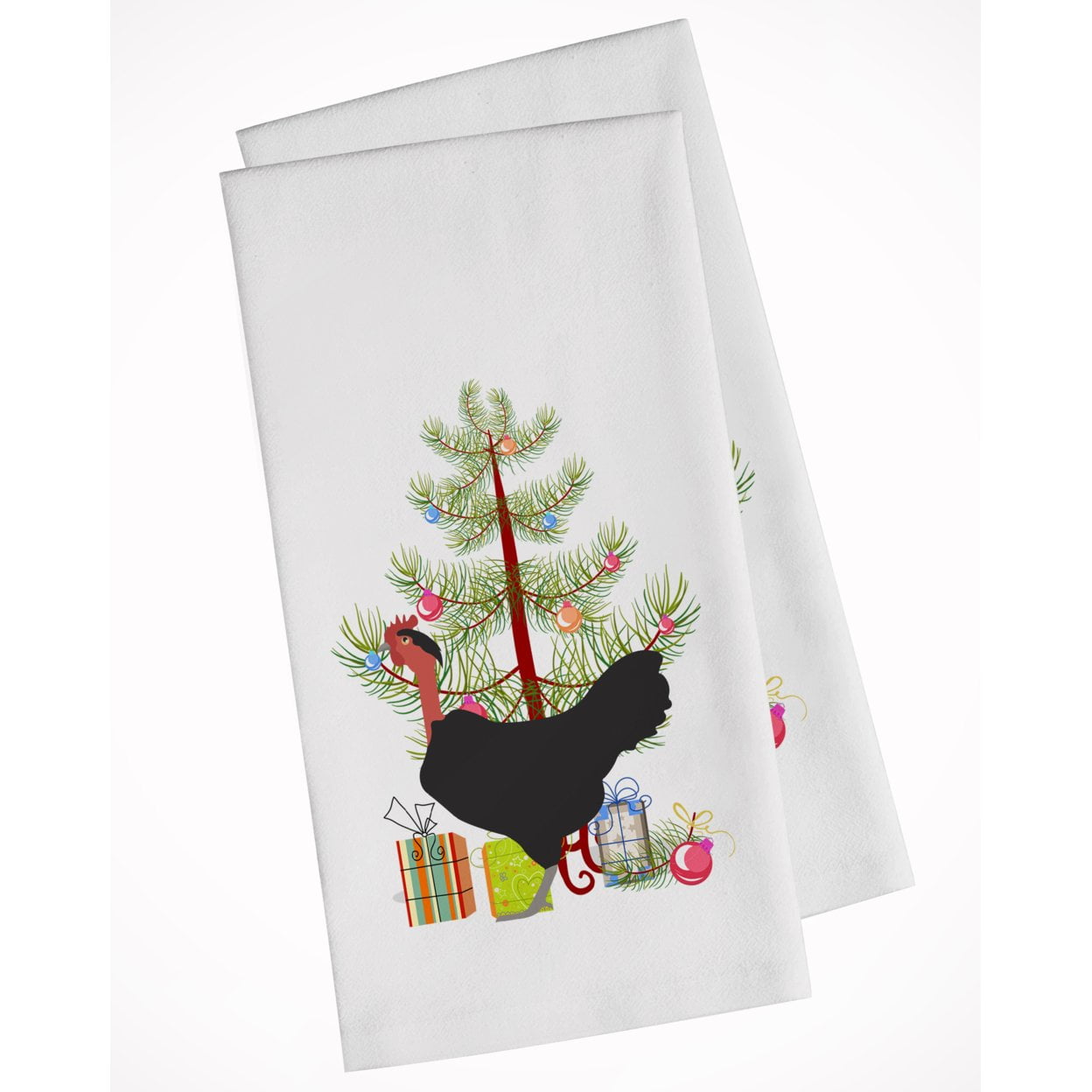 Carolines Treasures BB9206WTKT Naked Neck Chicken Christmas White Kitchen Towel Set of 2 Dish Towels Teal 19 X 25"