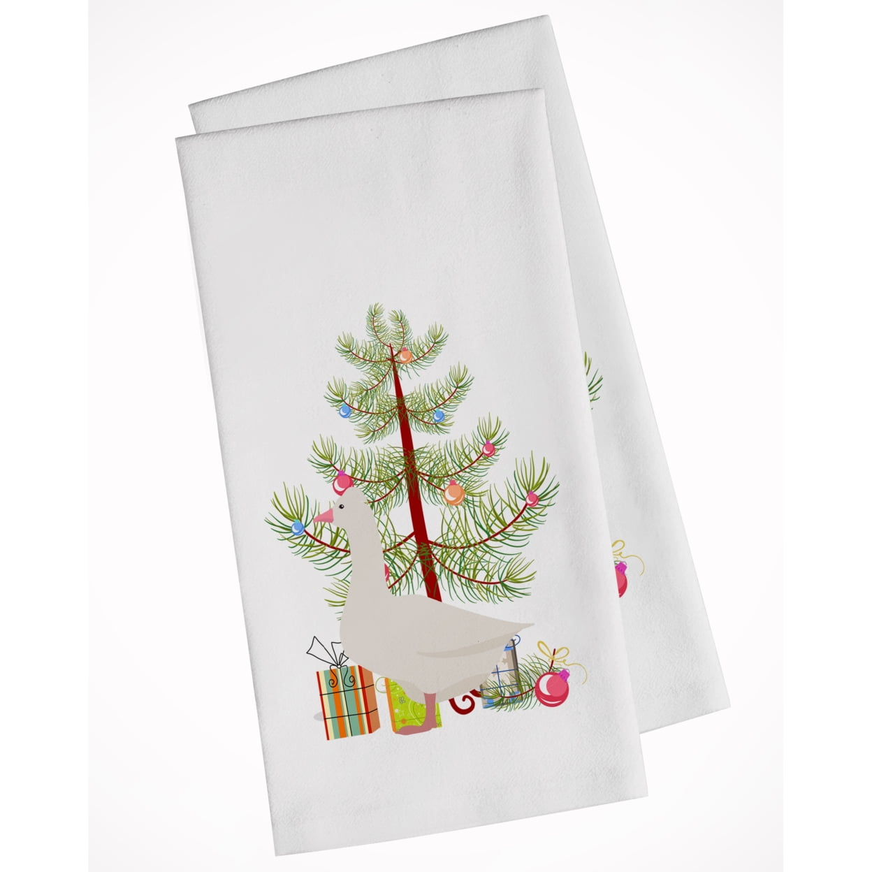 Carolines Treasures BB9265WTKT Roman Goose Christmas White Kitchen Towel Set of 2 Dish Towels Teal 19 X 25" multicolor
