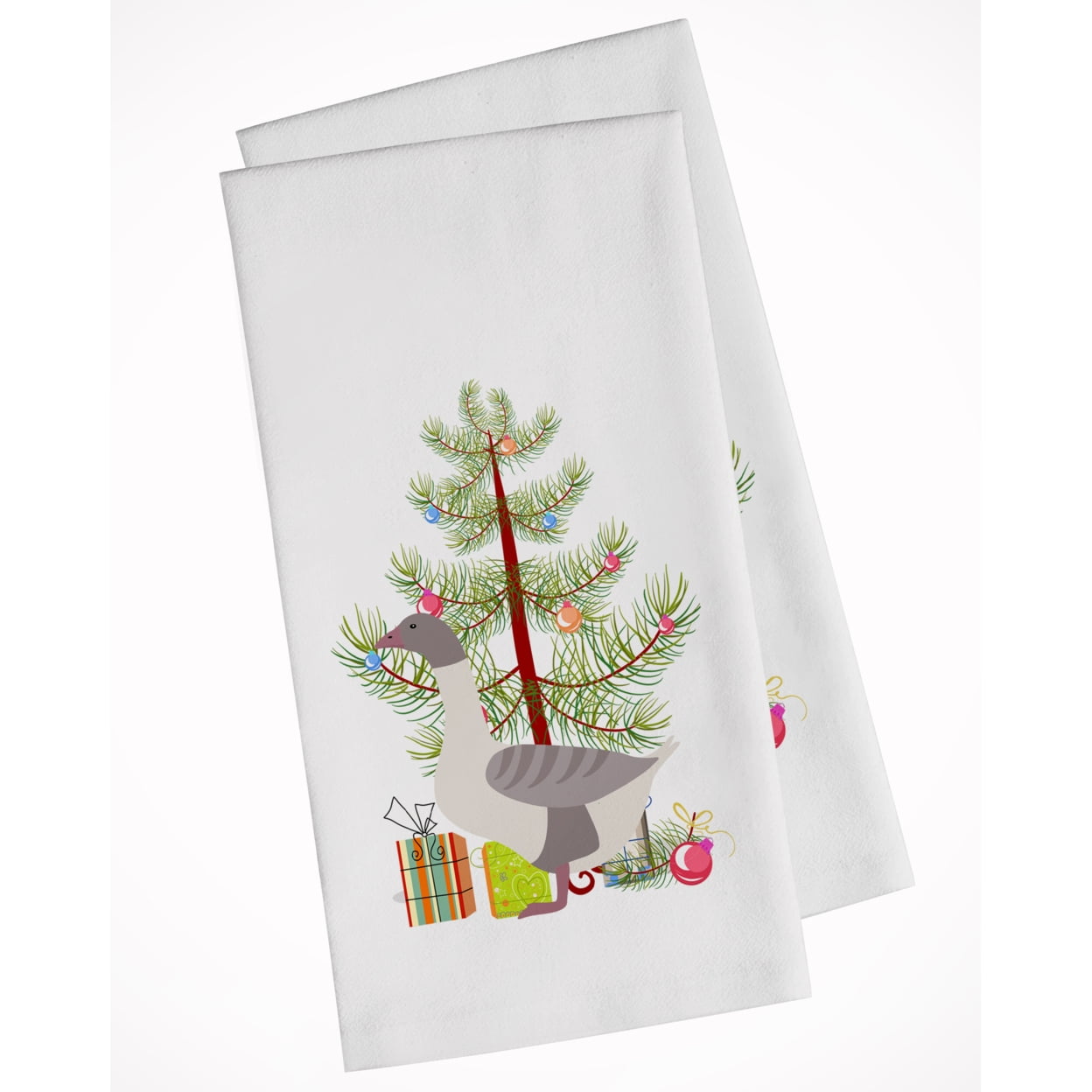 Carolines Treasures BB9268WTKT Buff Grey Back Goose Christmas White Kitchen Towel Set of 2 Dish Towels Teal 19 X 25"