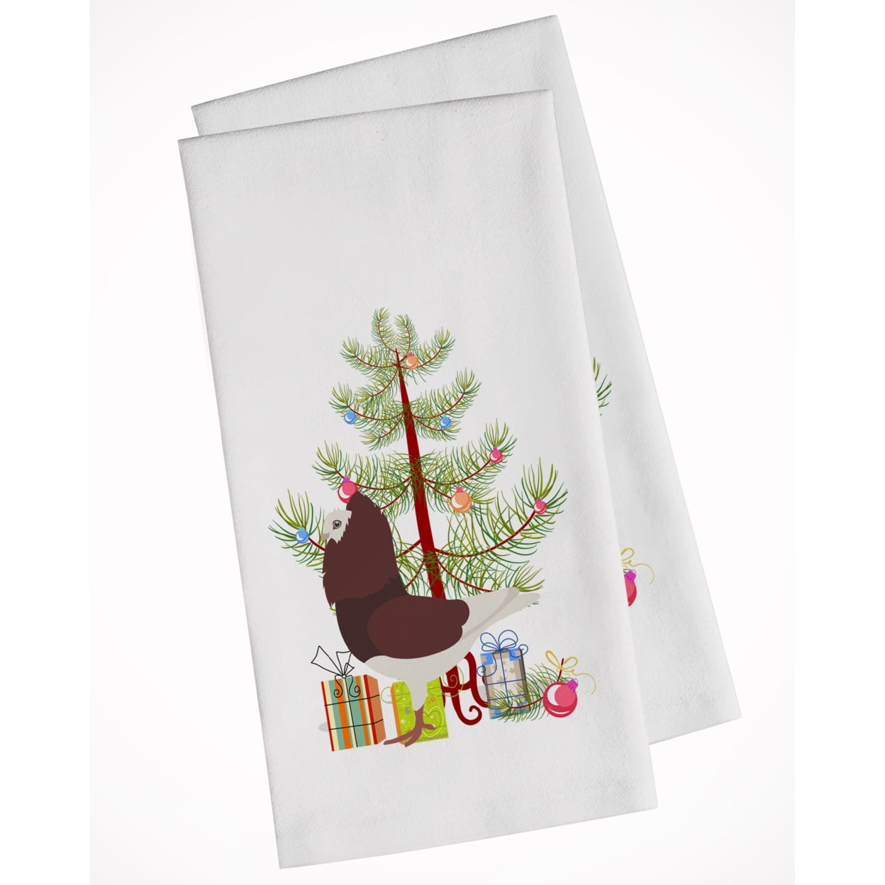Carolines Treasures BB9315WTKT Capuchin Red Pigeon Christmas White Kitchen Towel Set of 2 Dish Towels Teal 19 X 25"