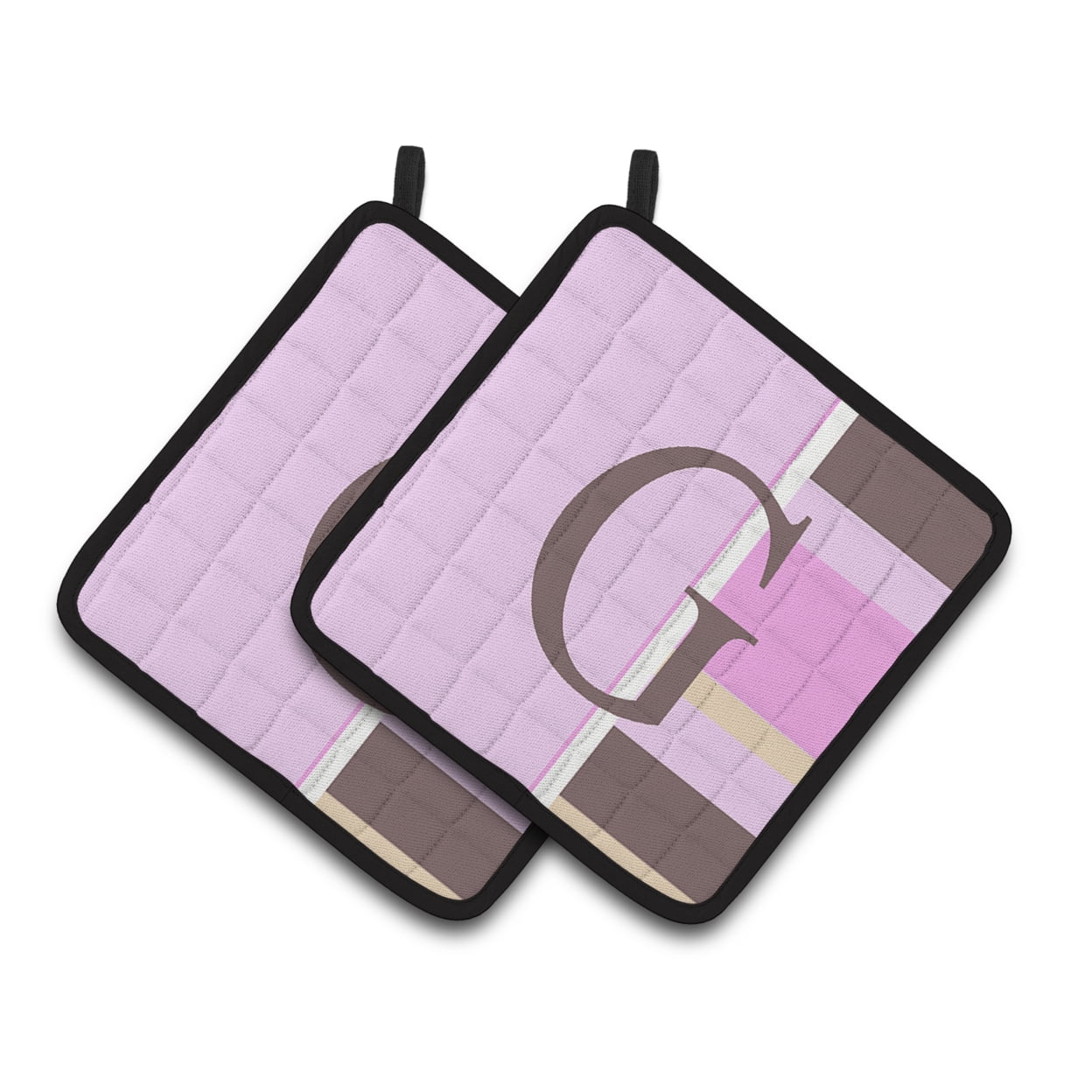 Carolines Treasures CJ1005-GPTHD Letter G Initial Monogram - Pink Stripes Pair of Pot Holders, 7.5HX7.5W, multicolor