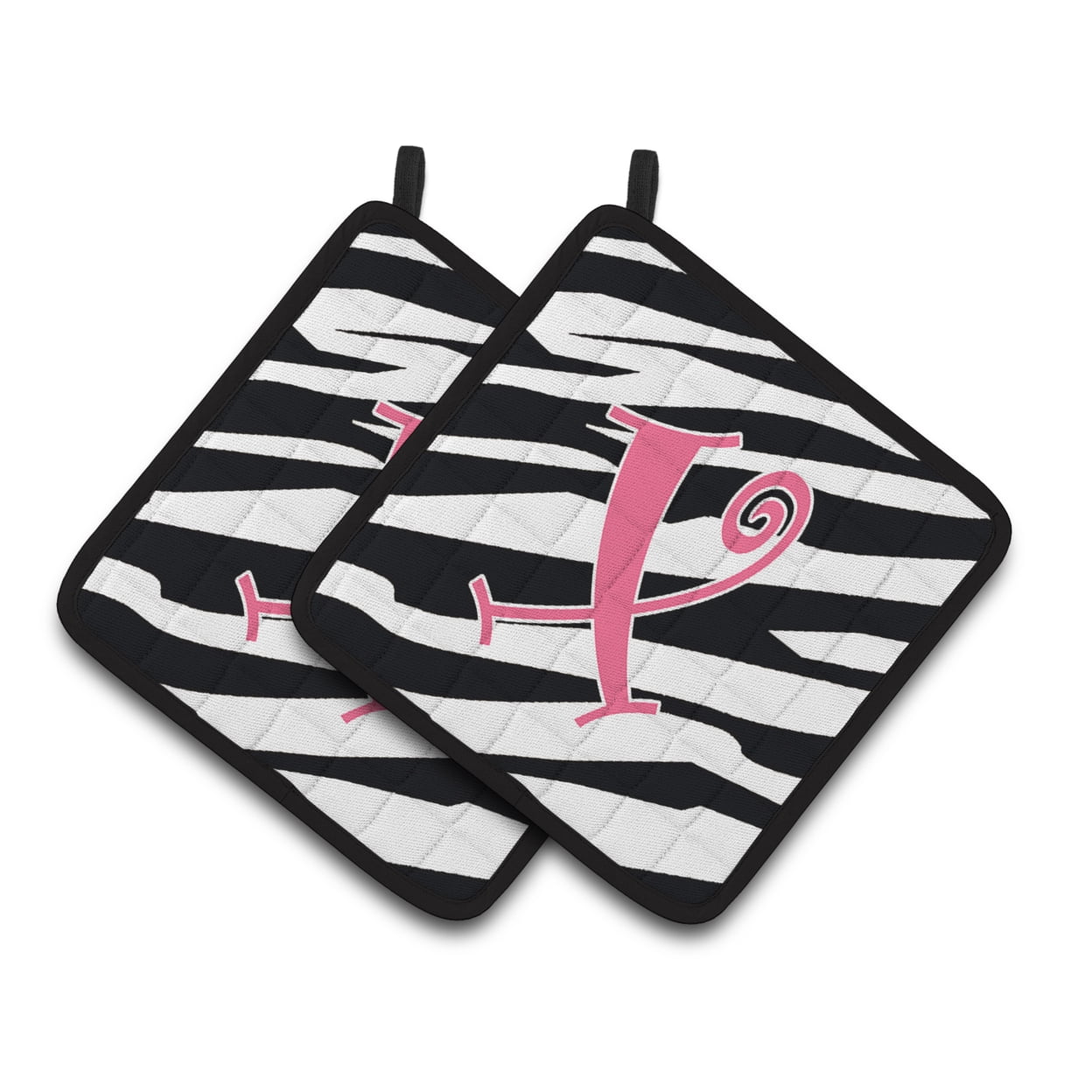 Carolines Treasures CJ1037-XPTHD Letter X Initial Zebra Stripe and Pink Pair of Pot Holders, 7.5HX7.5W, multicolor