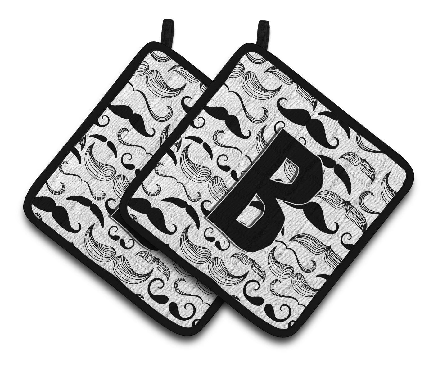 Carolines Treasures CJ2009-BPTHD Letter B Moustache Initial Pair of Pot Holders, 7.5HX7.5W, multicolor