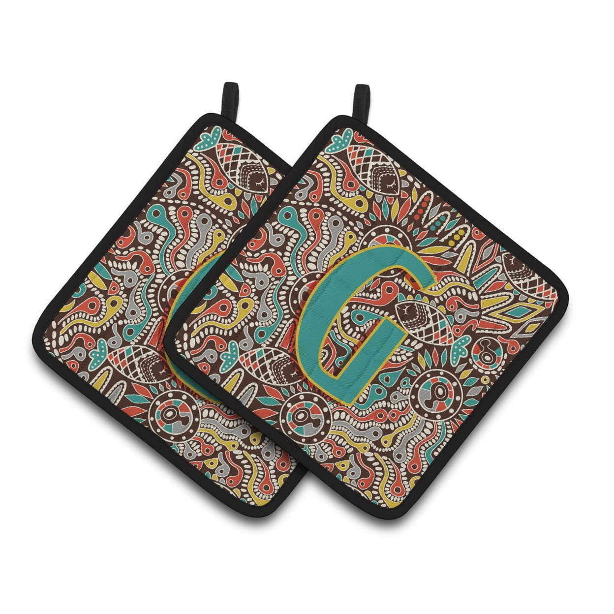 Carolines Treasures CJ2013-GPTHD Letter G Retro Tribal Alphabet Initial Pair of Pot Holders, 7.5HX7.5W, multicolor