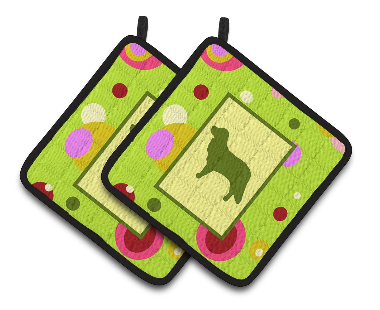 Carolines Treasures CK1049PTHD Lime Green Dots Nova Scotia Duck Toller Pair of Pot Holders , 7.5HX7.5W, multicolor