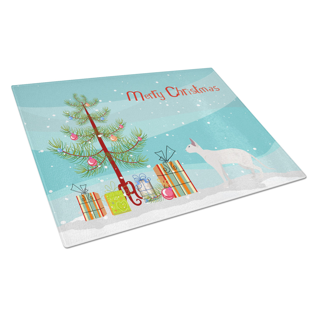 Carolines Treasures CK4683LCB Peterbald 2 Cat Merry Christmas Glass Cutting Board Large, 12H x 16W, multicolor