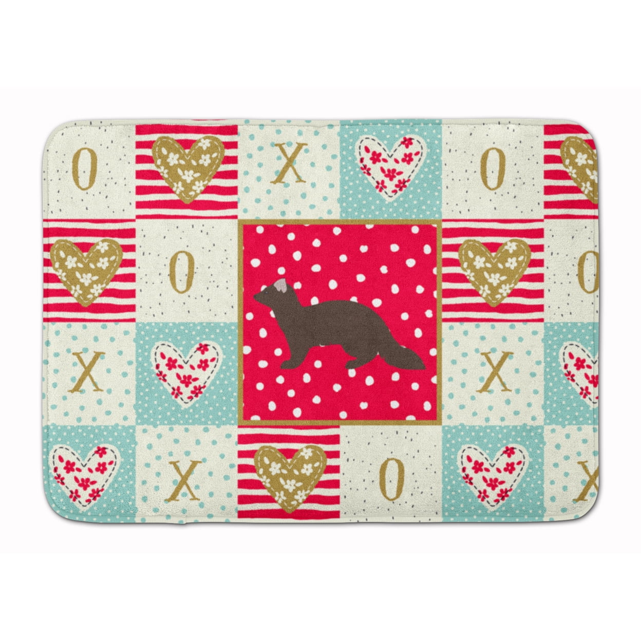 Carolines Treasures CK5296RUG Sable Marten Love Machine Washable Memory Foam Mat Red 19 X 27" multicolor