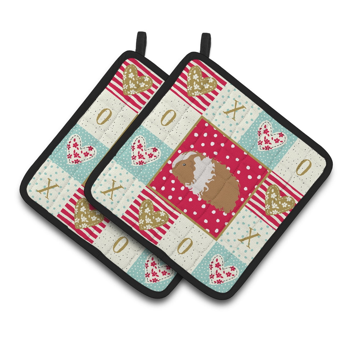 Carolines Treasures CK5437PTHD Texel Guinea Pig Love Pair of Pot Holders, Red, 7.5HX7.5W, multicolor