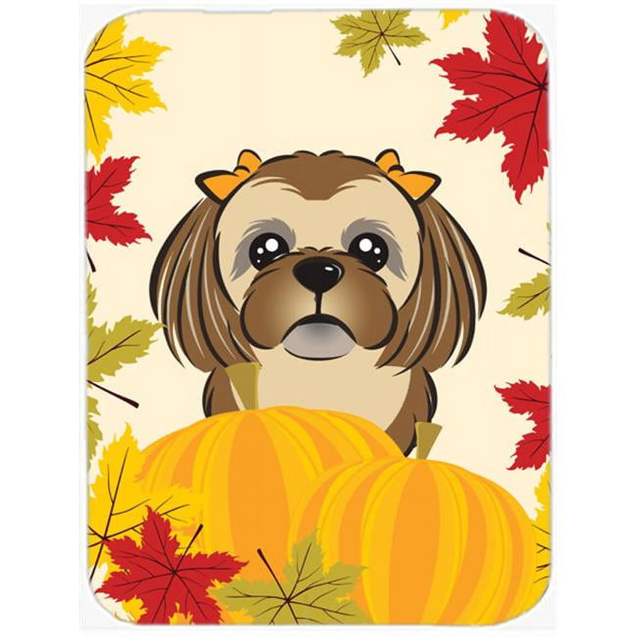 Carolines Treasures Chocolate Brown Shih Tzu Thanksgiving Glass Cutting Board Large 12H x 16W multicolor
