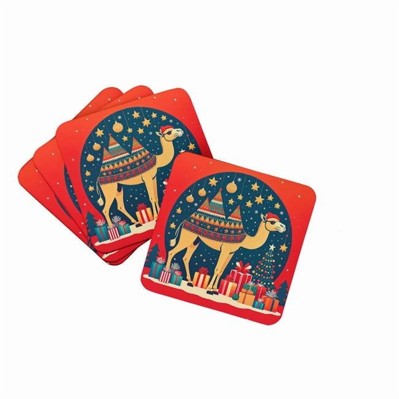 Hippopotamus Christmas Foam Coaster Set of 4 3.5 in x 3.5 in