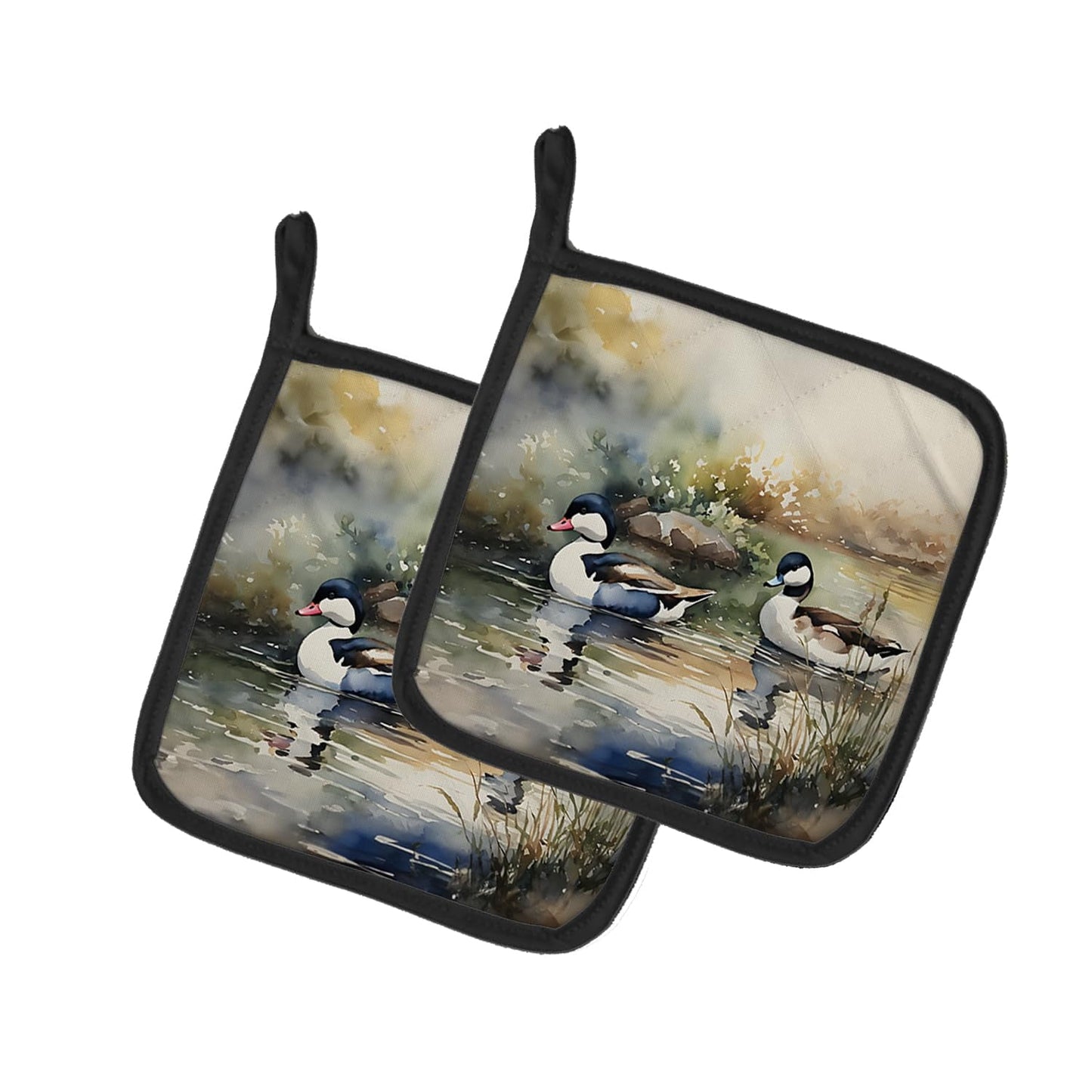 Carolines Treasures DAC3194PTHD 7.5 x 7.5 in. Bufflehead Pot Holders - Set of 2