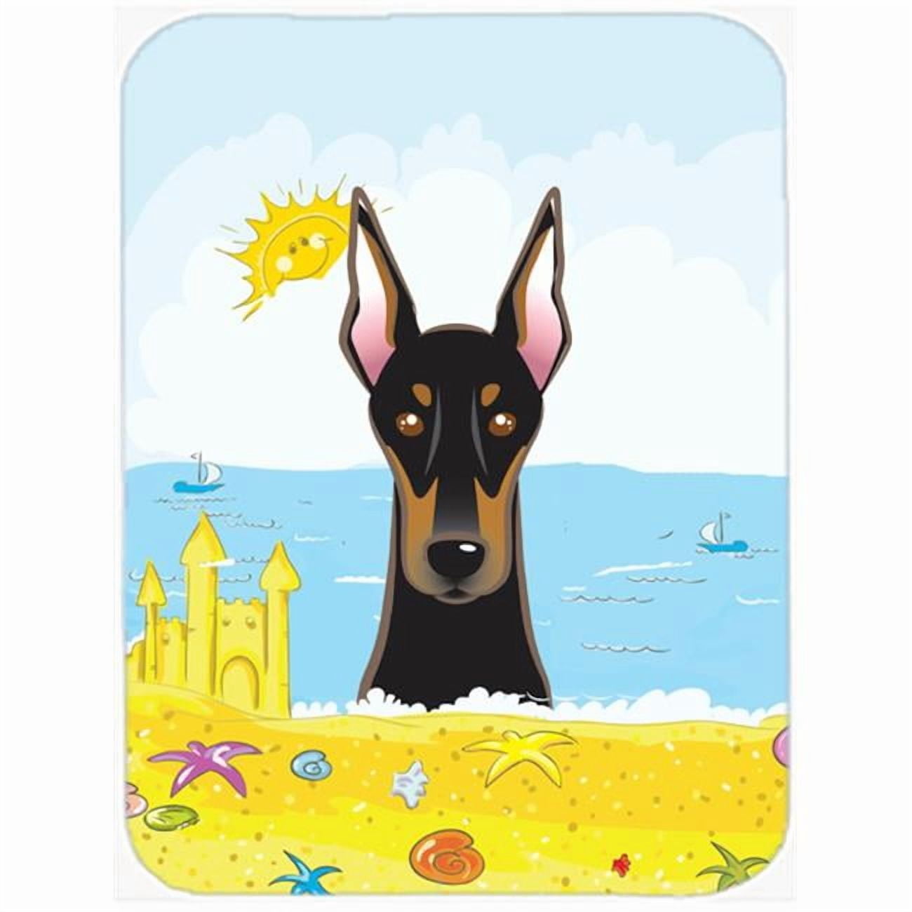 Carolines Treasures Doberman Summer Beach Glass Cutting Board Large 12H x 16W multicolor