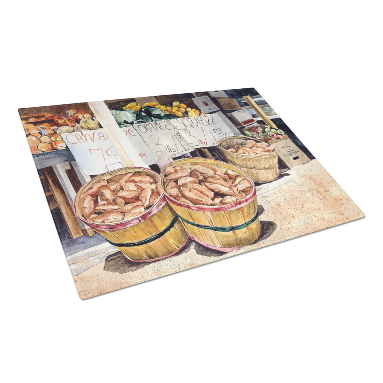 Carolines Treasures Farmers Market Glass Cutting Board Large 12H x 16W multicolor