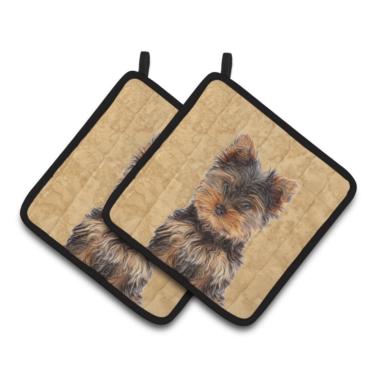 Carolines Treasures KJ1230PTHD Yorkie Puppy / Yorkshire Terrier Pair of Pot Holders , 7.5HX7.5W, multicolor