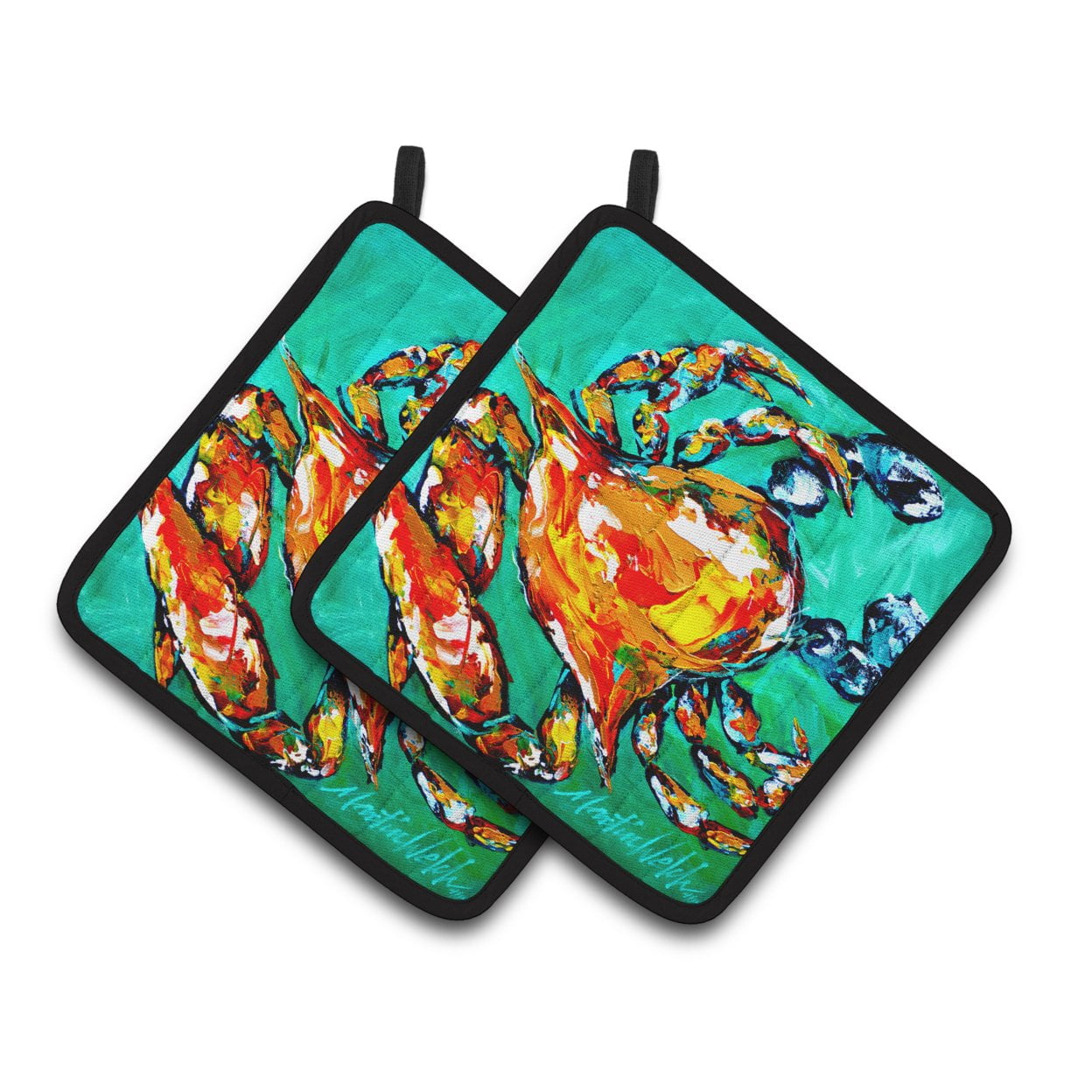 Carolines Treasures MW1142PTHD Crab Pair of Pot Holders , 7.5HX7.5W, multicolor