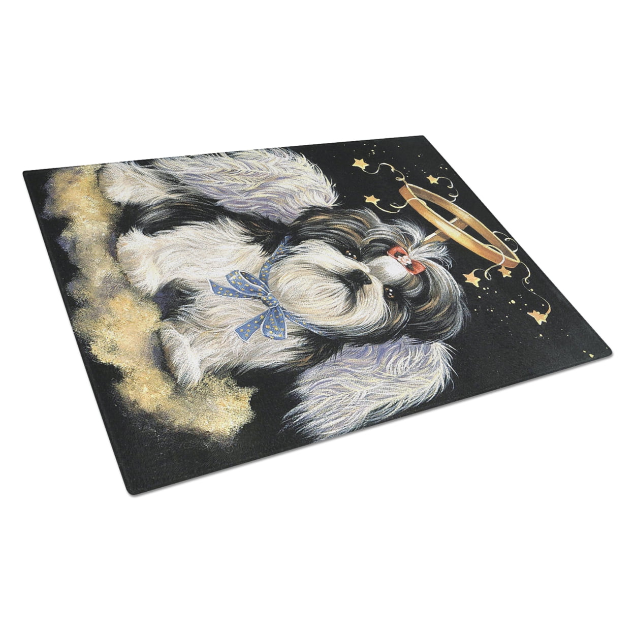 Carolines Treasures PPP3127LCB Shih Tzu Christmas Angel Glass Cutting Board Large, 12H x 16W, multicolor