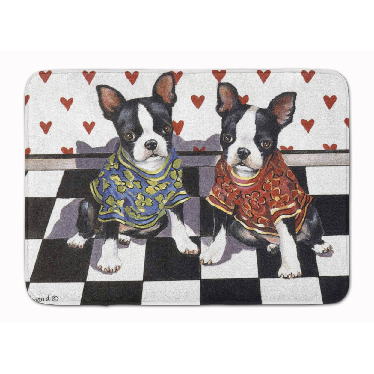 Carolines Treasures PPP3249RUG Boston Terrier Puppy Love Bath Mat Machine Washable Anti-fatigue Memory Foam Kitchen Rug