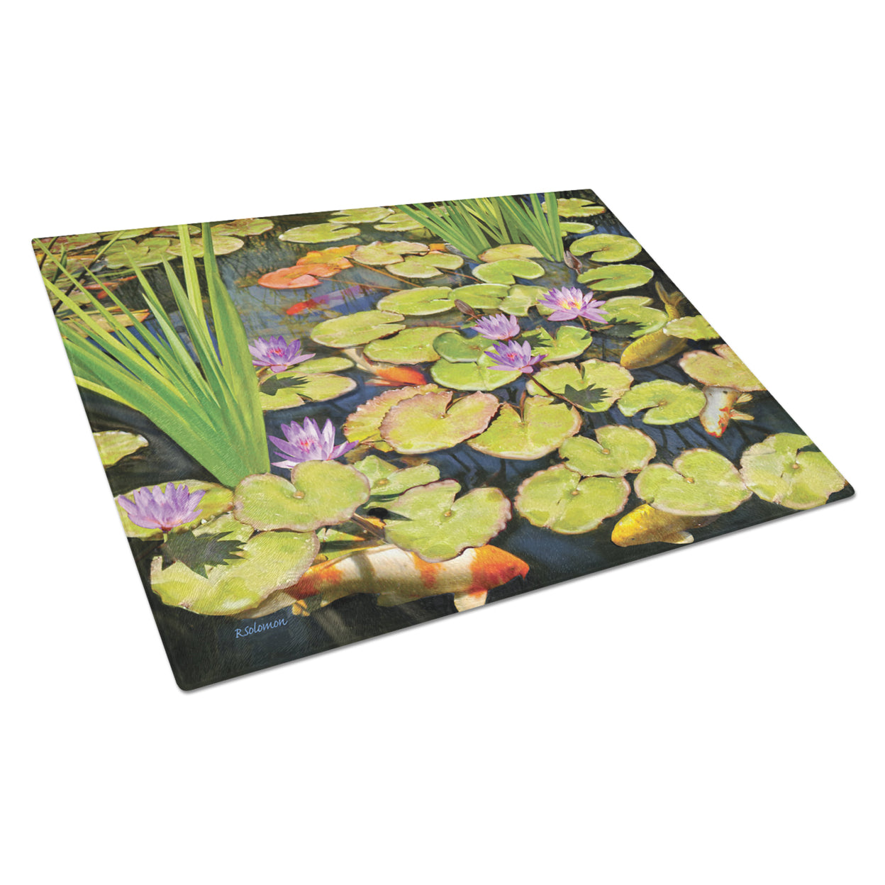 Carolines Treasures PRS4050LCB Koi Pond II Glass Cutting Board Large, 12H x 16W, multicolor