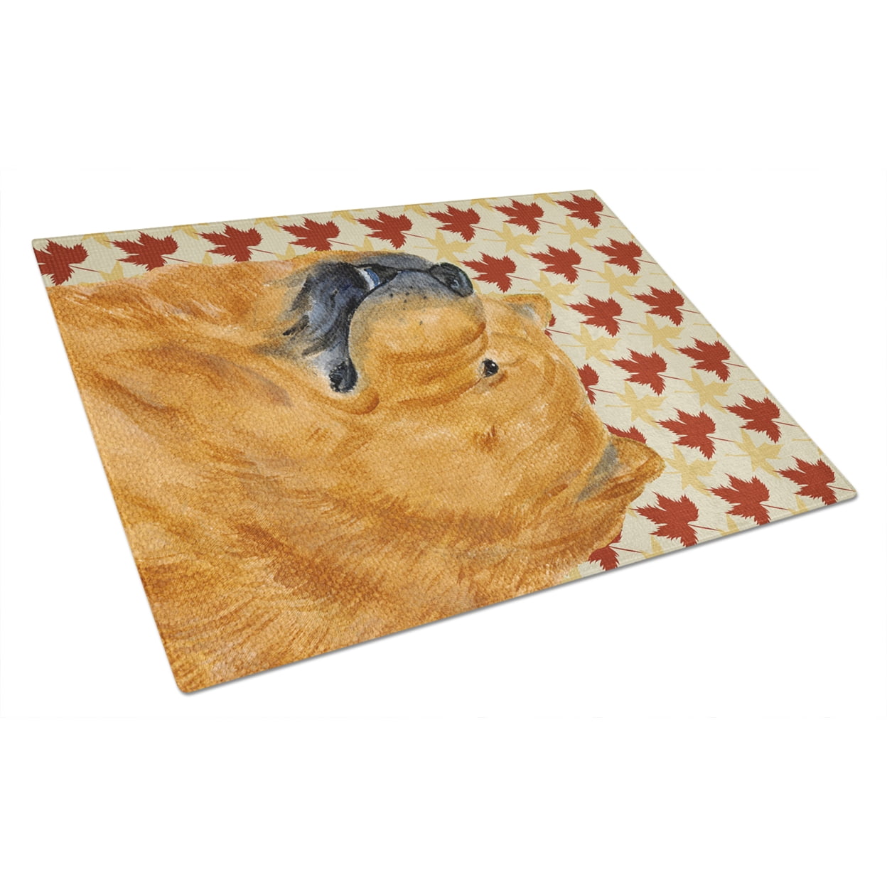 Carolines Treasures SS4354LCB Chow Chow Fall Leaves Portrait Glass Cutting Board Large, 12H x 16W, multicolor