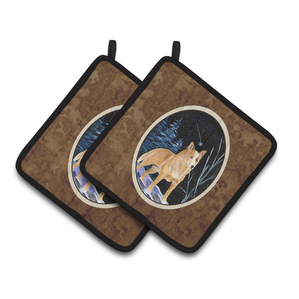 Carolines Treasures SS8407PTHD Starry Night Australian Cattle Dog Pair of Pot Holders 7.5HX7.5W multicolor