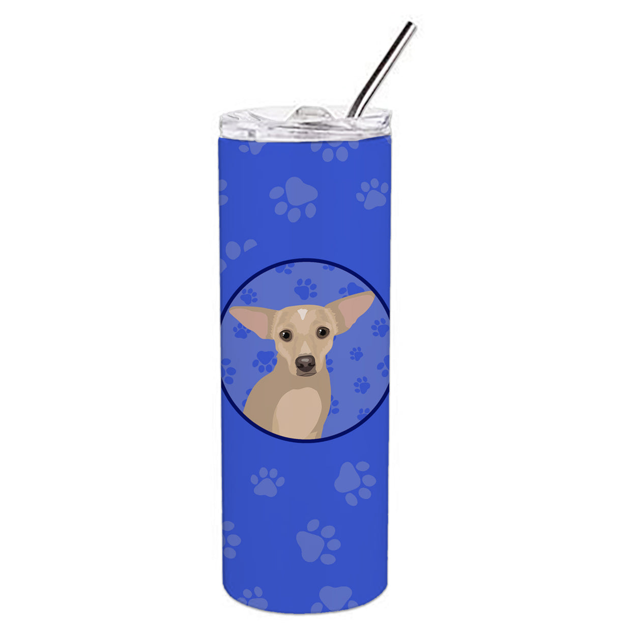 Carolines Treasures WDK1033TBL20 Chihuahua Silver Stainless Steel 20 oz Skinny Tumbler Blue 20 oz multicolor